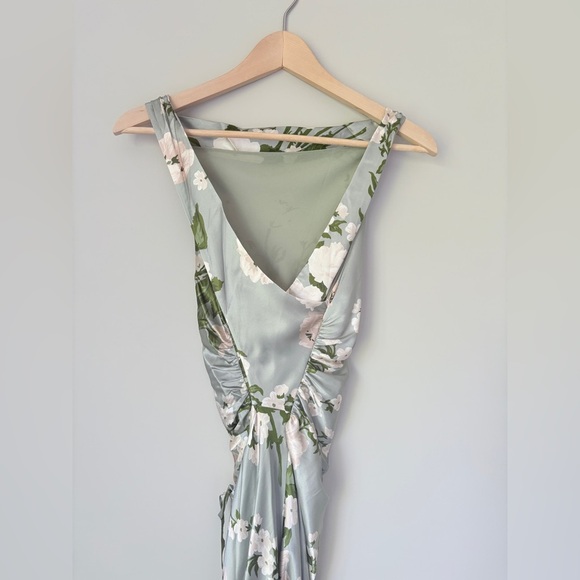 NEW Reformation Anaiis Long Silk Dress Tarragon Green Floral | size 4 - Picture 9 of 14